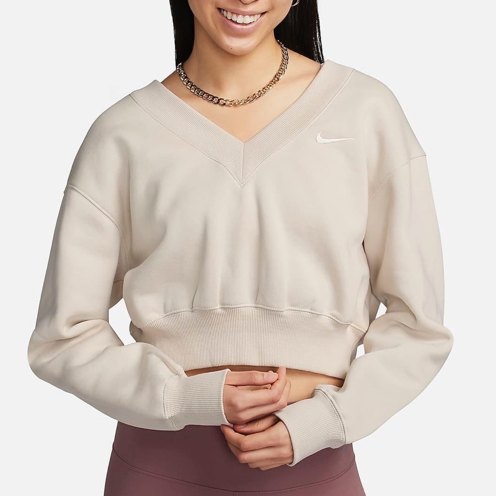 NIKE Sportswear Phoenix Fleece Womens Cropped V-Neck Sweatshirt